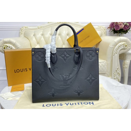 Louis Vuitton M45595 OnTheGo MM tote Bag in Black Monogram Empreinte Leather Louis Vuitton M45595 OnTheGo MM tote Bag in Black Monogram Empreinte Leather