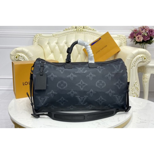 Louis Vuitton M45602 2054 Reversible Keepall Bandoulière 50 Bag in Monogram 3D Gray and Black Green Louis Vuitton M45602 2054 Reversible Keepall Bandoulière 50 Bag in Monogram 3D Gray and Black Green