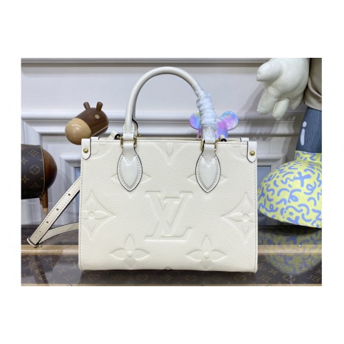 Louis Vuitton M45653 Onthego PM tote bag in White Monogram Empreinte leather Louis Vuitton M45653 Onthego PM tote bag in White Monogram Empreinte leather