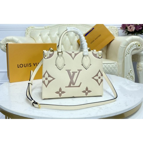 Louis Vuitton M45654 OnTheGo PM tote Bag in Cream Bois de Rose Pink Monogram Empreinte leather Louis Vuitton M45654 OnTheGo PM tote Bag in Cream Bois de Rose Pink Monogram Empreinte leather
