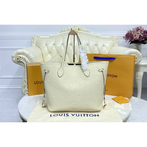 Louis Vuitton M45684 Neverfull MM tote Bag in Cream Monogram Empreinte Leather Louis Vuitton M45684 Neverfull MM tote Bag in Cream Monogram Empreinte Leather