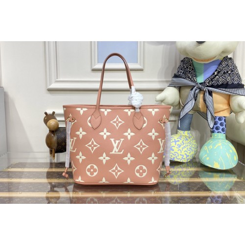 Louis Vuitton M45685 Neverfull MM tote bag in Pink Cream Monogram Empreinte leather Louis Vuitton M45685 Neverfull MM tote bag in Pink Cream Monogram Empreinte leather