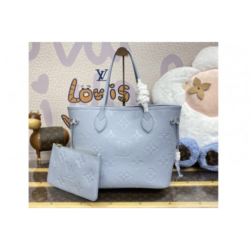 Louis Vuitton M45686 Neverfull MM tote Bag in Blue Monogram Empreinte leather Louis Vuitton M45686 Neverfull MM tote Bag in Blue Monogram Empreinte leather
