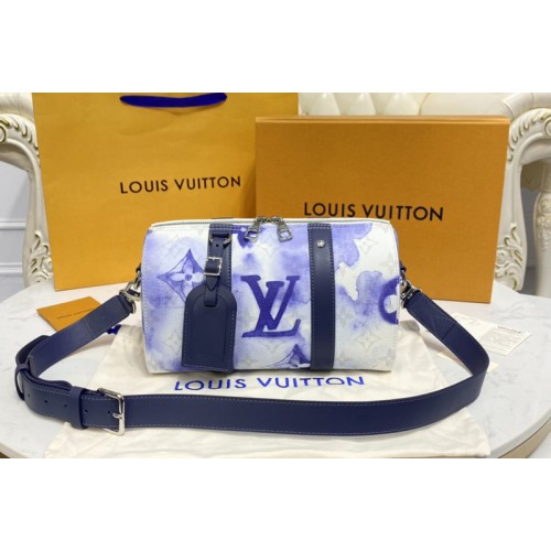 Louis Vuitton M45757 City Keepall weekend bag in Monogram Watercolor Blue canvas Louis Vuitton M45757 City Keepall weekend bag in Monogram Watercolor Blue canvas