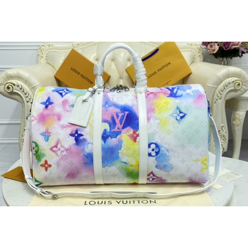 Louis Vuitton M45758 Keepall 50 Bandoulière Bag in Monogram Watercolor Multico coated canvas Louis Vuitton M45758 Keepall 50 Bandoulière Bag in Monogram Watercolor Multico coated canvas