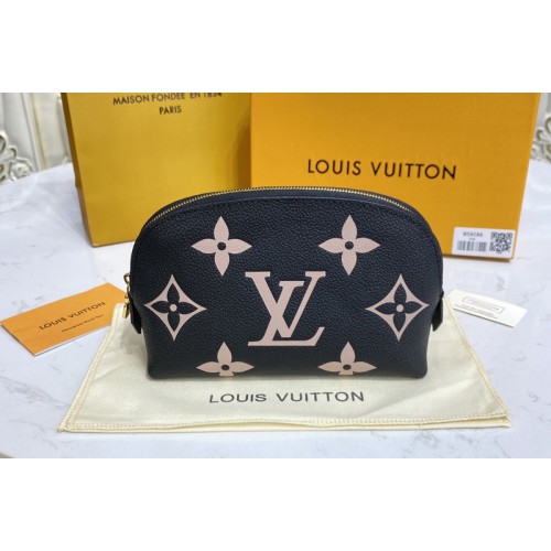 Louis Vuitton M59086 Pochette Cosmetique PM in Black Beige Monogram Empreinte leather Louis Vuitton M59086 Pochette Cosmetique PM in Black Beige Monogram Empreinte leather