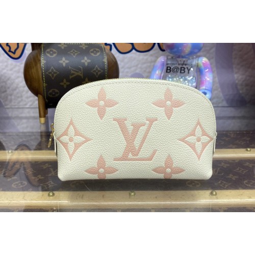 Louis Vuitton M45951 Cosmetic Pouch PM in White Pink Monogram Empreinte cowhide leather Louis Vuitton M45951 Cosmetic Pouch PM in White Pink Monogram Empreinte cowhide leather