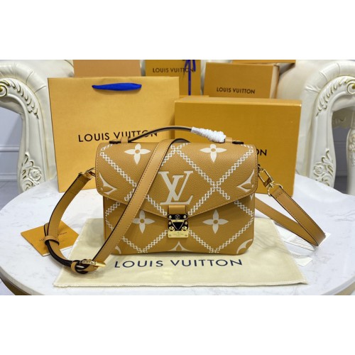 Louis Vuitton M46018 Pochette Metis handbag in Beige Brown Monogram Empreinte leather Louis Vuitton M46018 Pochette Metis handbag in Beige Brown Monogram Empreinte leather