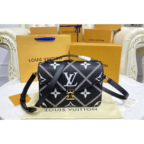 Louis Vuitton M46028 Pochette Metis handbag in Black Beige Monogram Empreinte leather Louis Vuitton M46028 Pochette Metis handbag in Black Beige Monogram Empreinte leather