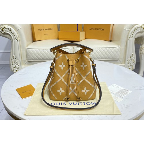 Louis Vuitton M46029 NeoNoe bucket bag in Brown Beige Monogram Empreinte Leather Louis Vuitton M46029 NeoNoe bucket bag in Brown Beige Monogram Empreinte Leather
