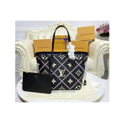 Louis Vuitton M46040 Neverfull tote Bag in Black Monogram Empreinte leather Louis Vuitton M46040 Neverfull tote Bag in Black Monogram Empreinte leather