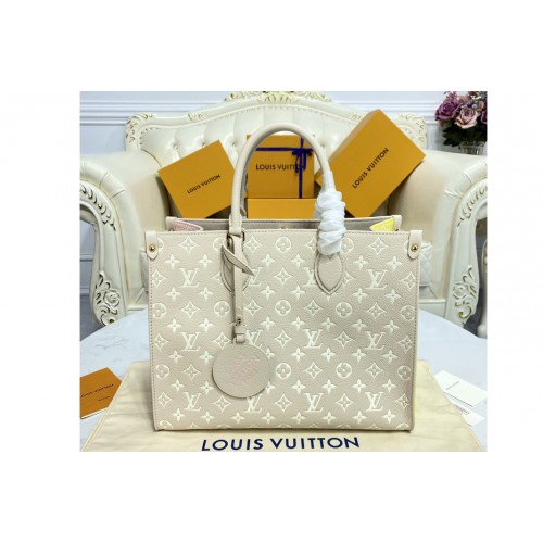 Louis Vuitton M46128 OnTheGo tote bag on Beige Pink Yellow Monogram Empreinte Leather Louis Vuitton M46128 OnTheGo tote bag on Beige Pink Yellow Monogram Empreinte Leather