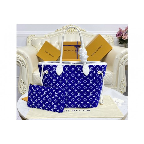Louis Vuitton M46220 Neverfull MM tote Bag in Blue Monogram velvet jacquard Louis Vuitton M46220 Neverfull MM tote Bag in Blue Monogram velvet jacquard