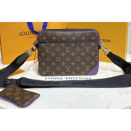 Louis Vuitton M46266 Trio Messenger Bag in Monogram Macassar coated canvas and Purple cowhide leather Louis Vuitton M46266 Trio Messenger Bag in Monogram Macassar coated canvas and Purple cowhide leather