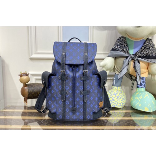 Louis Vuitton M46338 Christopher MM backpack in Blue Monogram coated canvas Louis Vuitton M46338 Christopher MM backpack in Blue Monogram coated canvas
