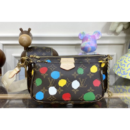 Louis Vuitton M46385 LVxYK Multi Pochette Accessoires Bag in Monogram coated canvas with 3D Painted Dots print Louis Vuitton M46385 LVxYK Multi Pochette Accessoires Bag in Monogram coated canvas with 3D Painted Dots print