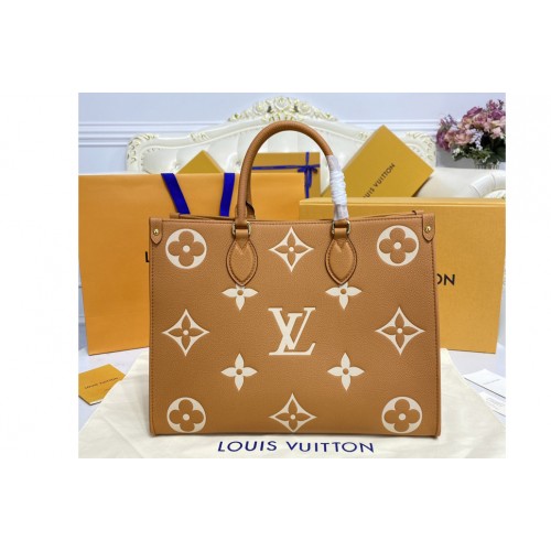 Louis Vuitton M45494 OnTheGo MM Bag in Tan Monogram Empreinte Leather Louis Vuitton M45494 OnTheGo MM Bag in Tan Monogram Empreinte Leather