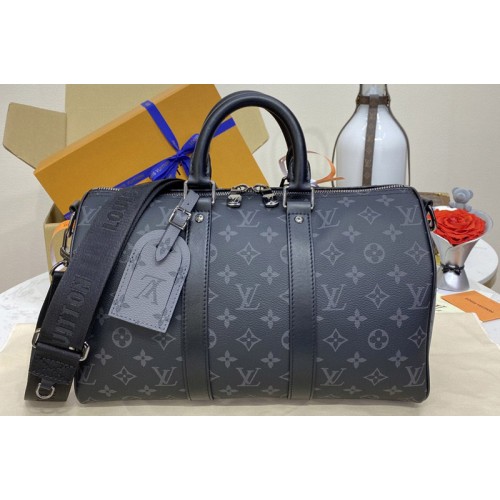 Louis Vuitton M46655 Keepall Bandouliere 35 Bag in Monogram Eclipse Reverse canvas Louis Vuitton M46655 Keepall Bandouliere 35 Bag in Monogram Eclipse Reverse canvas