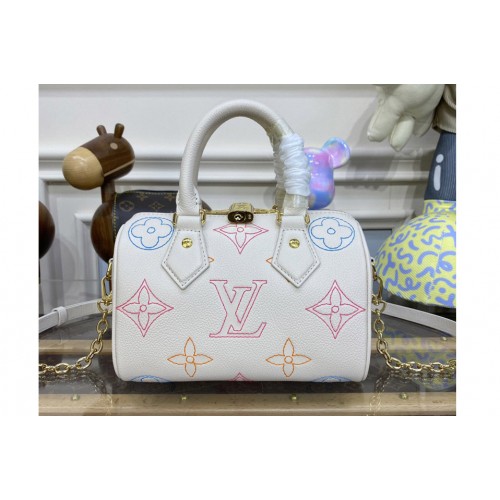 Louis Vuitton M46667 Speedy Bandouliere 20 handbag in Latte Red Monogram Empreinte Leather Louis Vuitton M46667 Speedy Bandouliere 20 handbag in Latte Red Monogram Empreinte Leather