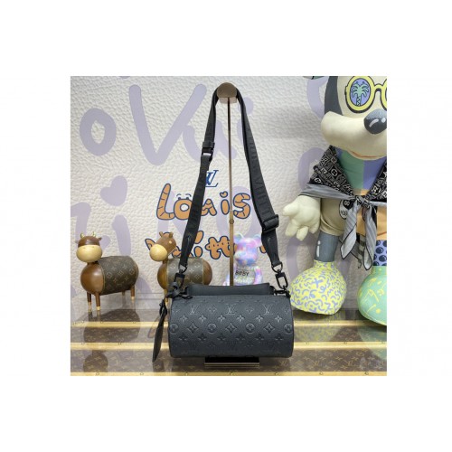 Louis Vuitton M46796 Soft Polochon PM Bag in Black Taurillon Leather Louis Vuitton M46796 Soft Polochon PM Bag in Black Taurillon Leather