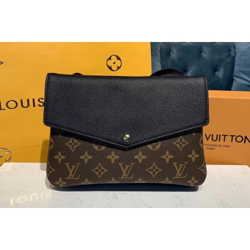 Louis Vuitton M50185 Twinset Bags Monogram Canvas and Black Calf Leather Louis Vuitton M50185 Twinset Bags Monogram Canvas and Black Calf Leather