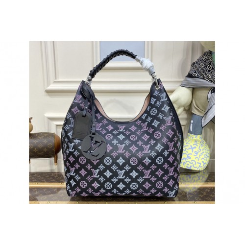 Louis Vuitton M21299 Carmel hobo bag in Black Mahina perforated calf leather Louis Vuitton M21299 Carmel hobo bag in Black Mahina perforated calf leather