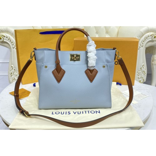 Louis Vuitton M56078 On My Side MM tote Bag in Olympe Blue Plain and perforated calf leather Louis Vuitton M56078 On My Side MM tote Bag in Olympe Blue Plain and perforated calf leather