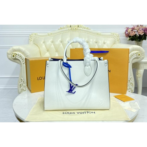 Louis Vuitton M56081 OnTheGo MM tote bag In White Epi grained cowhide leather Louis Vuitton M56081 OnTheGo MM tote bag In White Epi grained cowhide leather