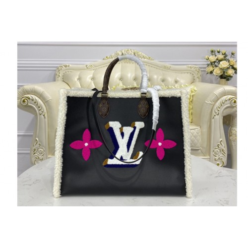 Louis Vuitton M56958 Onthego GM tote Bag in Black Cowhide Leather Louis Vuitton M56958 Onthego GM tote Bag in Black Cowhide Leather