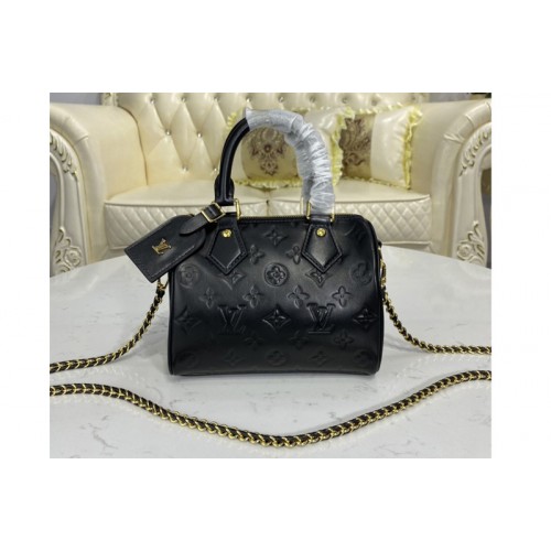 Louis Vuitton M57111 Speedy BB handbag in Black Lambskin embossed leather Louis Vuitton M57111 Speedy BB handbag in Black Lambskin embossed leather