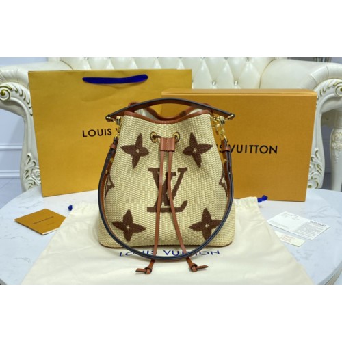 Louis Vuitton M57704 NeoNoe MM bucket bag in Tan Sustainable raffia-like woven textile and cowhide leather Louis Vuitton M57704 NeoNoe MM bucket bag in Tan Sustainable raffia-like woven textile and cowhide leather