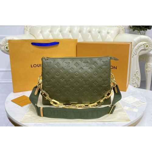 Louis Vuitton M57782 Coussin MM handbag in Khaki Green Monogram-embossed puffy lambskin Louis Vuitton M57782 Coussin MM handbag in Khaki Green Monogram-embossed puffy lambskin