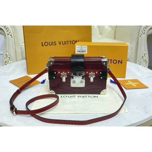 Louis Vuitton N93144 Petite Malle handbag in Dark Red Brilliant Alligator leather Louis Vuitton N93144 Petite Malle handbag in Dark Red Brilliant Alligator leather