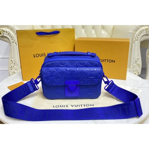 Louis Vuitton M58488 S Lock Messenger Bag in Blue Monogram-embossed Taurillon leather Louis Vuitton M58488 S Lock Messenger Bag in Blue Monogram-embossed Taurillon leather