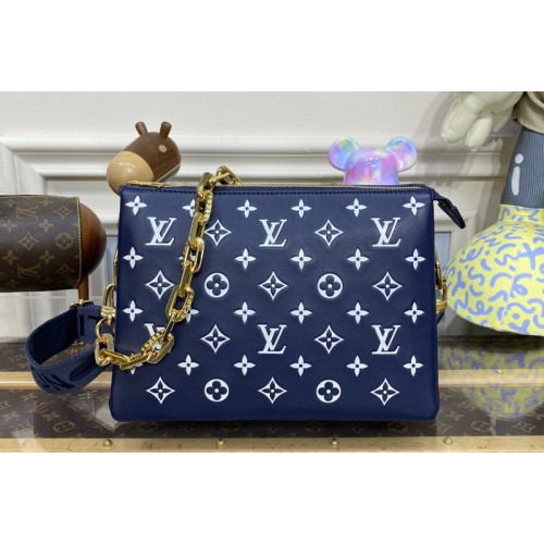 Louis Vuitton M58626 Coussin PM handbag in Blue Monogram-embossed puffy lambskin Louis Vuitton M58626 Coussin PM handbag in Blue Monogram-embossed puffy lambskin