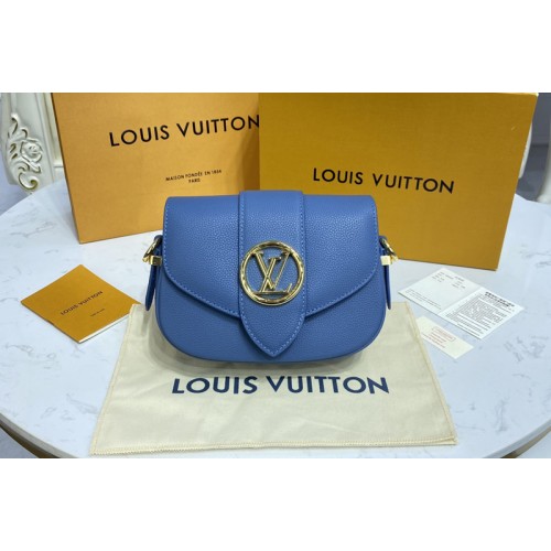Louis Vuitton M58964 Pont 9 Soft MM handbag in Blue Grained calfskin Leather Louis Vuitton M58964 Pont 9 Soft MM handbag in Blue Grained calfskin Leather