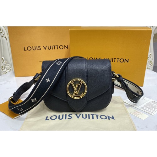 Louis Vuitton M58727 Pont 9 Soft MM handbag in Black Grained calfskin Leather Louis Vuitton M58727 Pont 9 Soft MM handbag in Black Grained calfskin Leather