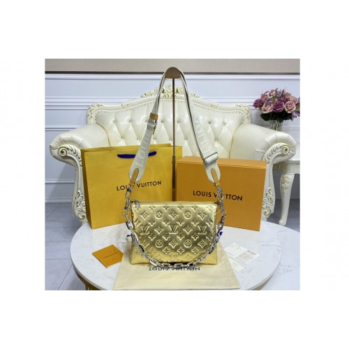 Louis Vuitton M59278 Coussin PM handbag in Gold Monogram embossed puffy lambskin Louis Vuitton M59278 Coussin PM handbag in Gold Monogram embossed puffy lambskin