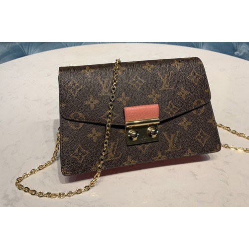 Louis Vuitton M60357 Croisette chain wallet in Monogram canvas With Pink Leather Louis Vuitton M60357 Croisette chain wallet in Monogram canvas With Pink Leather