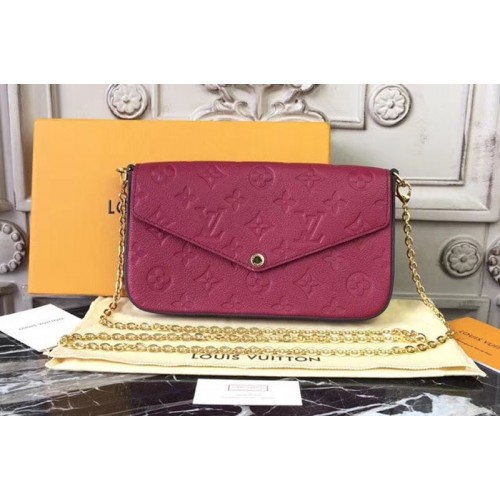 Louis Vuitton M64065 Pochette Felicie Bags in Rosy Monogram Empreinte Leather Louis Vuitton M64065 Pochette Felicie Bags in Rosy Monogram Empreinte Leather