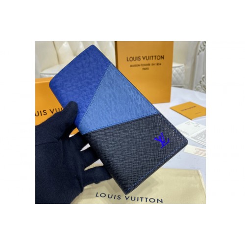 Louis Vuitton M30713 Brazza wallet in Blue monochrome Taiga leather