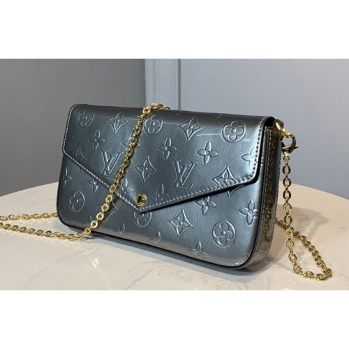 Louis Vuitton M68648 Pochette Felicie Bag in Silver Monogram Vernis Calf leather Louis Vuitton M68648 Pochette Felicie Bag in Silver Monogram Vernis Calf leather