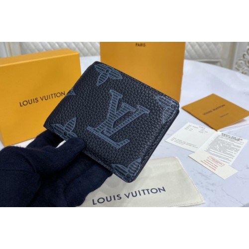 Louis Vuitton M80039 Multiple wallet in Taurillon Shadow leather Louis Vuitton M80039 Multiple wallet in Taurillon Shadow leather