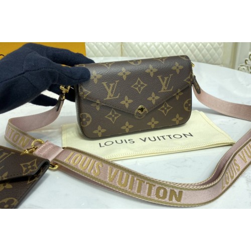 Louis Vuitton M80091 Pochette Felicie in Monogram canvas With Pink Strap Louis Vuitton M80091 Pochette Felicie in Monogram canvas With Pink Strap
