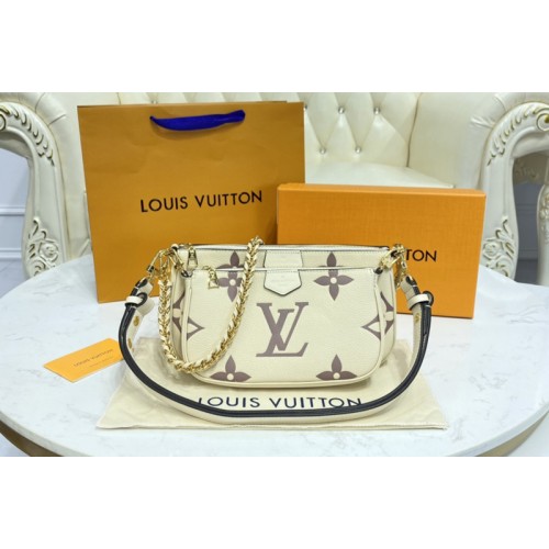 Louis Vuitton M45777 Multi Pochette Accessoires cross-body bag in Beige Monogram Empreinte leather Louis Vuitton M45777 Multi Pochette Accessoires cross-body bag in Beige Monogram Empreinte leather