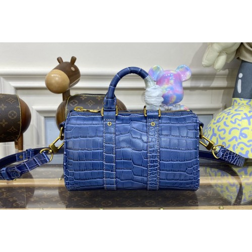 Louis Vuitton N80241 Keepall XS Bag in Blue Crocodilian leather Louis Vuitton N80241 Keepall XS Bag in Blue Crocodilian leather