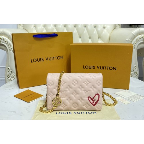 Louis Vuitton M80742 Pochette Coussin bag in Pink Monogram-embossed lambskin Louis Vuitton M80742 Pochette Coussin bag in Pink Monogram-embossed lambskin