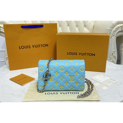 Louis Vuitton M80744 Pochette Coussin Bag in Mint Green Yellow Monogram-embossed lambskin Louis Vuitton M80744 Pochette Coussin Bag in Mint Green Yellow Monogram-embossed lambskin