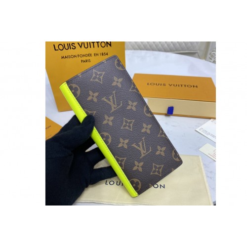Louis Vuitton M81538 Brazza wallet in Monogram Macassar coated canvas With Yellow Louis Vuitton M81538 Brazza wallet in Monogram Macassar coated canvas With Yellow