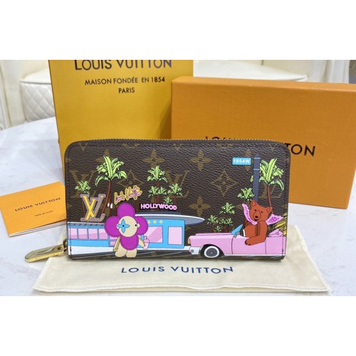 Louis Vuitton M80857 Zippy Wallet in Monogram canvas With Fuchsia Pink Louis Vuitton M80857 Zippy Wallet in Monogram canvas With Fuchsia Pink